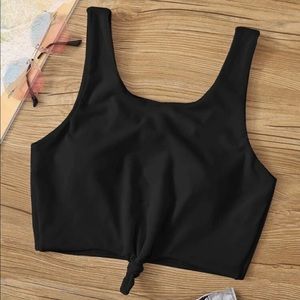 SHEIN knot hem black bikini top